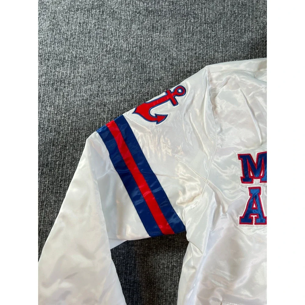 Vintage‎ Starter Milwaukee Admirals Jacket Mens Medium White Satin Bomber AHL